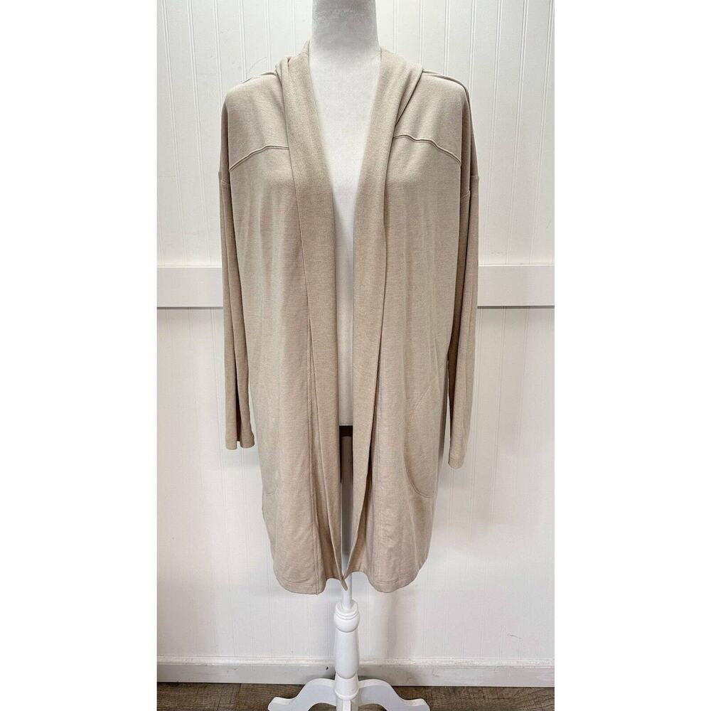 Beige Cardigan J Jill Fit Open Front Sz Medium Neutral Long Sweater Modal Blend